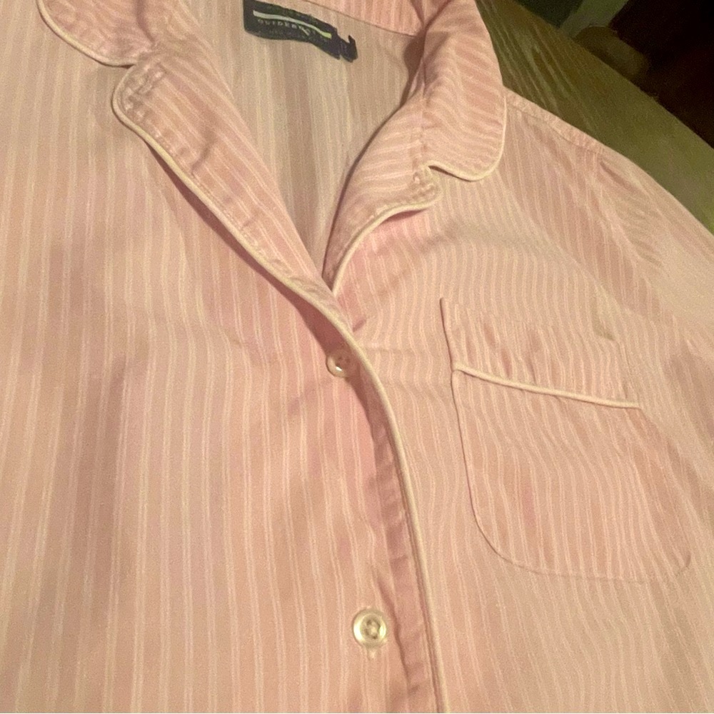 J. PETERMAN Pajama‎ Set Womens Sz M PINK & WHITE STRIPE